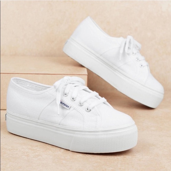 white platform sneakers superga